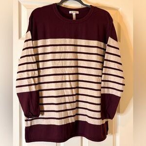 Orvis Burgundy and Oatmeal Knit Top